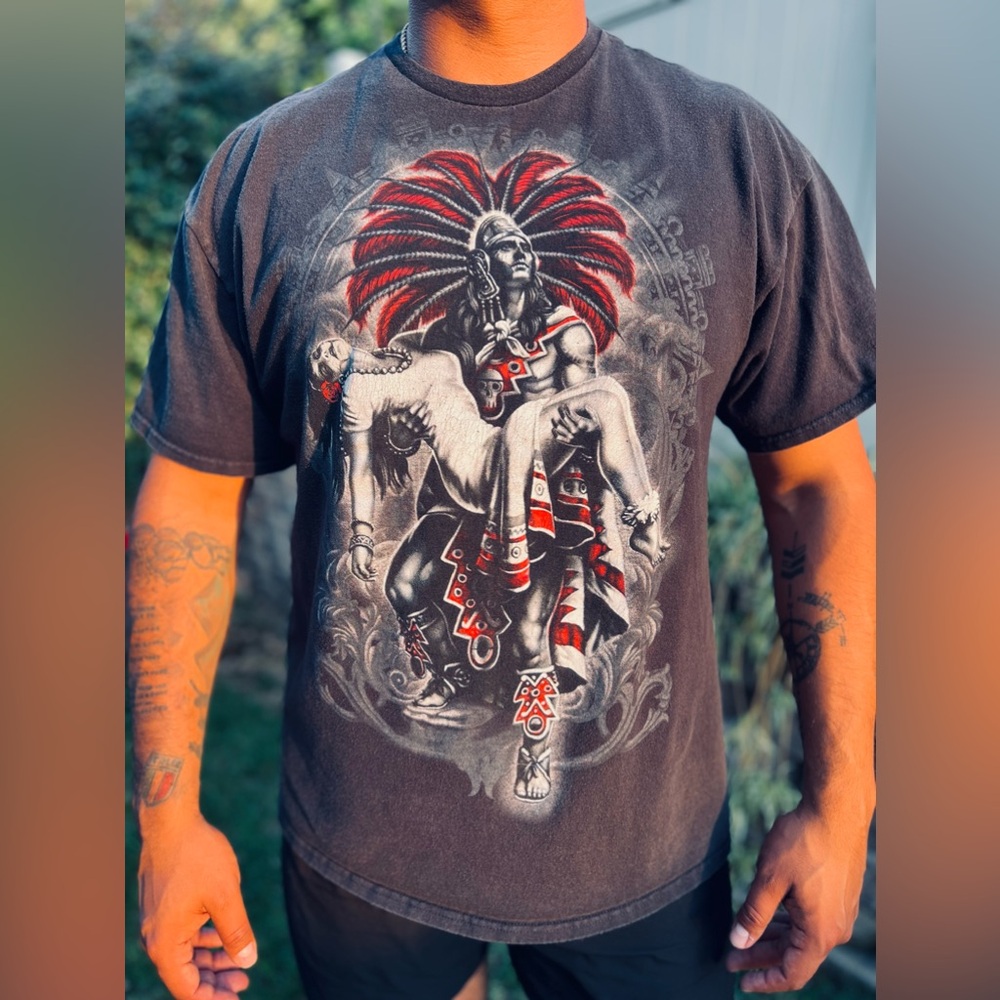 Aztec Warrior Vintage Shirt (Size 2XL, Fits Like An Oversized XL) A-1
